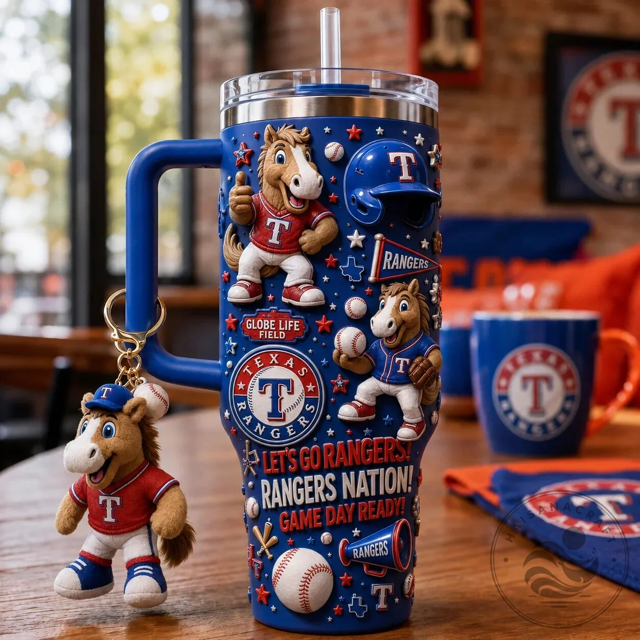 Texas Rangers Baseball Team 40oz Stainless Steel Tumbler with Handle