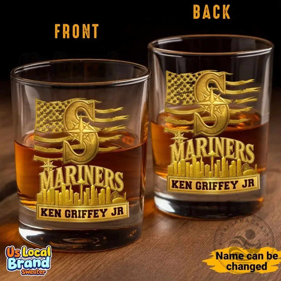 Seattle Mariners Baseball Team Ken Griffey Jr. Custom Whiskey Drinking Glass 8 Seattle Mariners Baseball Team Ken Griffey Jr. Custom Whiskey Drinking Glass