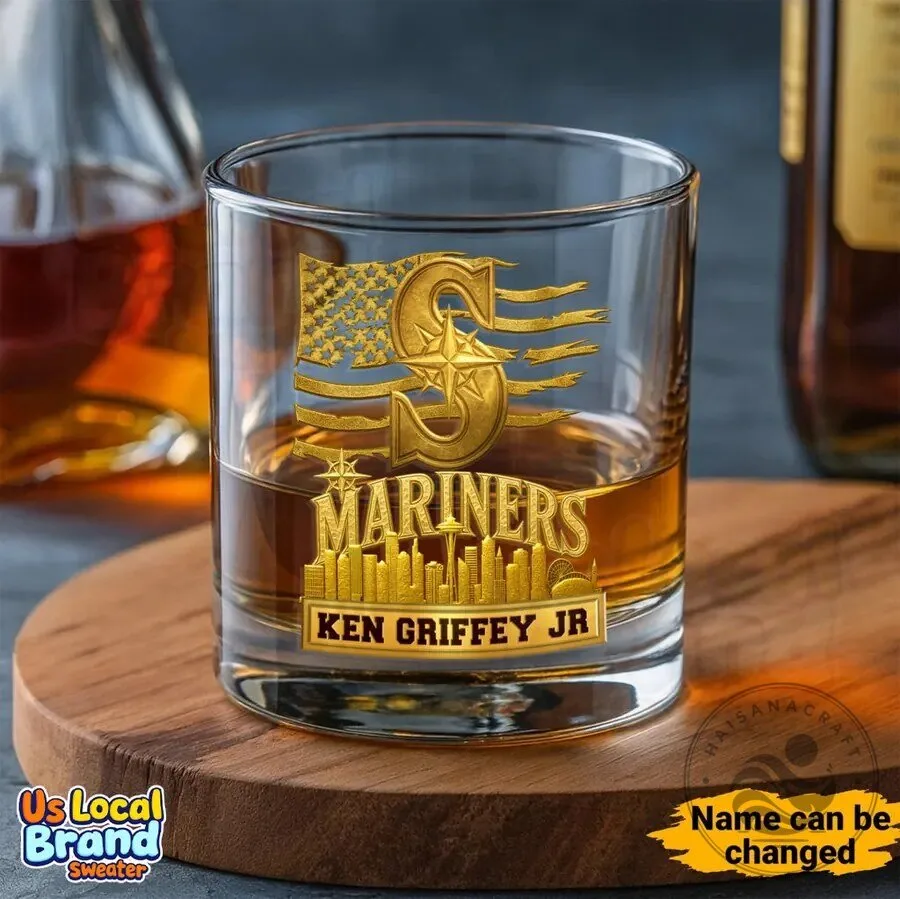 Seattle Mariners Baseball Team Ken Griffey Jr. Custom Whiskey Drinking Glass 9 Seattle Mariners Baseball Team Ken Griffey Jr. Custom Whiskey Drinking Glass