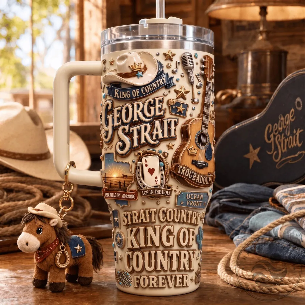 George Strait King of Country Music Tumbler with Handle George Strait King of Country Music Tumbler with Handle