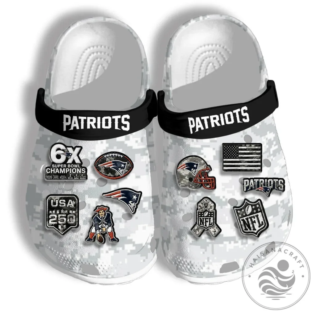 New England Patriots Salute To Service Arctic Camo Clogs Shoes New England Patriots Salute To Service Arctic Camo Clogs Shoes