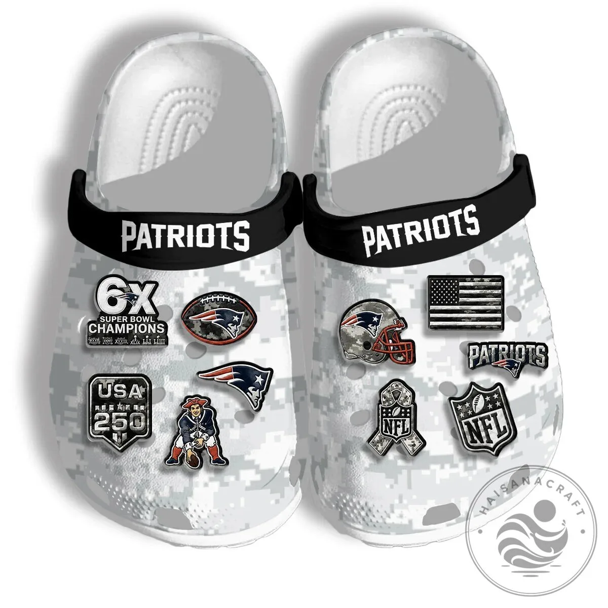 New England Patriots Salute To Service Arctic Camo Clogs Shoes