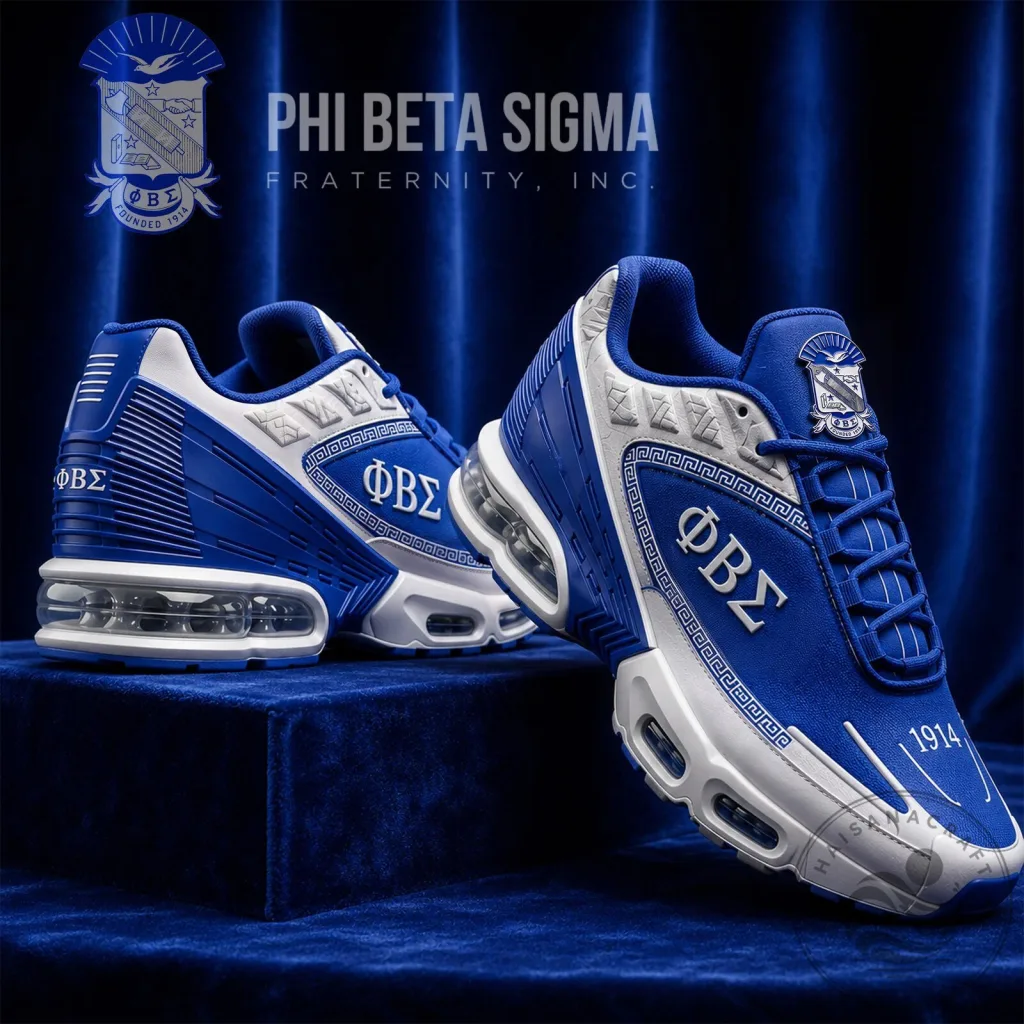 Phi Beta Sigma Fraternity Royal Blue and White Athletic Running Shoes