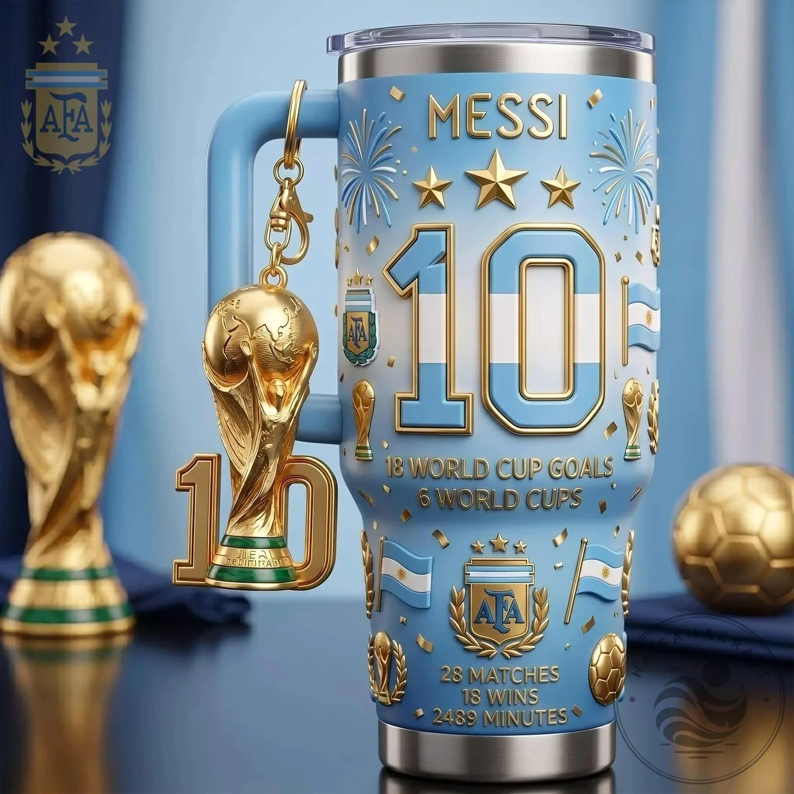 Lionel Messi Argentina Soccer World Cup Stainless Steel Tumbler 3 Lionel Messi Argentina Soccer World Cup Stainless Steel Tumbler