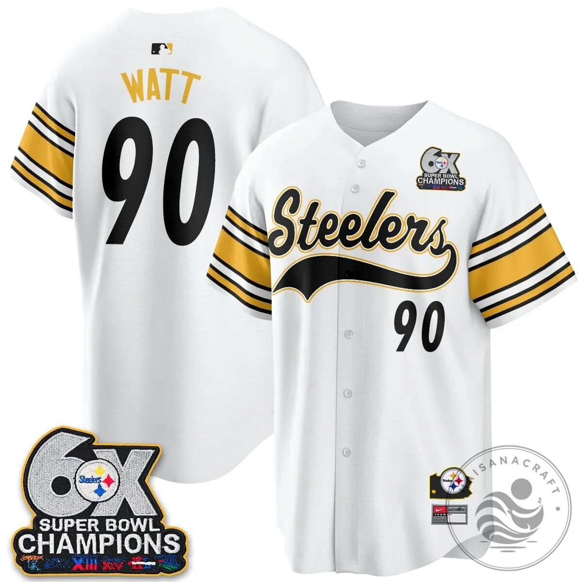 Pittsburgh Steelers Super Bowl Champions Throwback Baseball Jersey