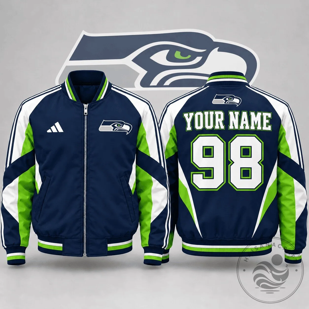 Seattle Seahawks Personalized Bomber Jacket with Custom Name and Number