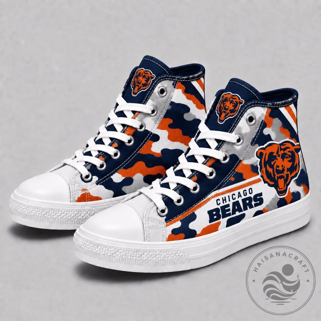 Chicago Bears NFL Camouflage High Top Canvas Sneakers Chicago Bears NFL Camouflage High Top Canvas Sneakers
