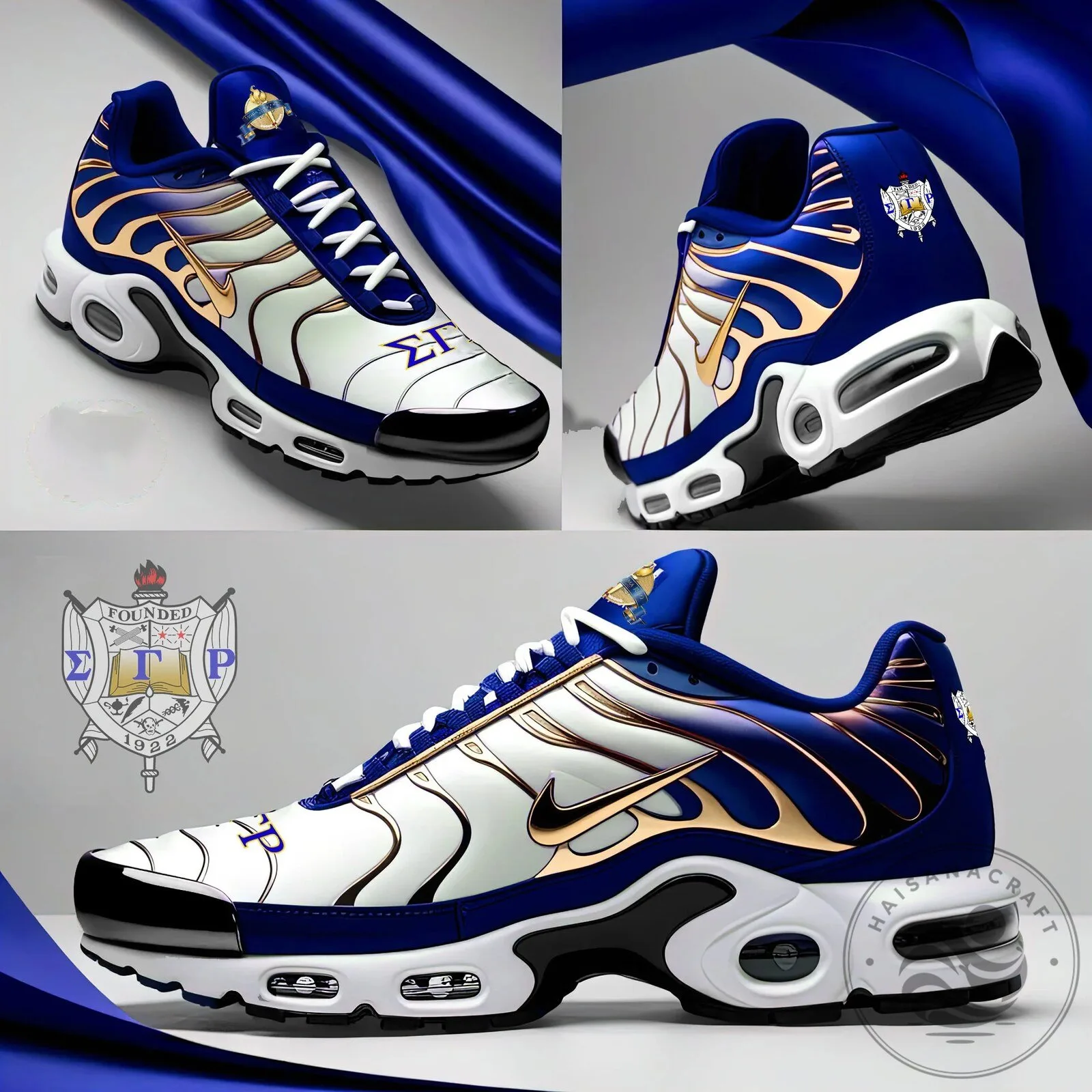 Royal Blue and Gold Sneakers for Sigma Gamma Rho Sorority Athletes