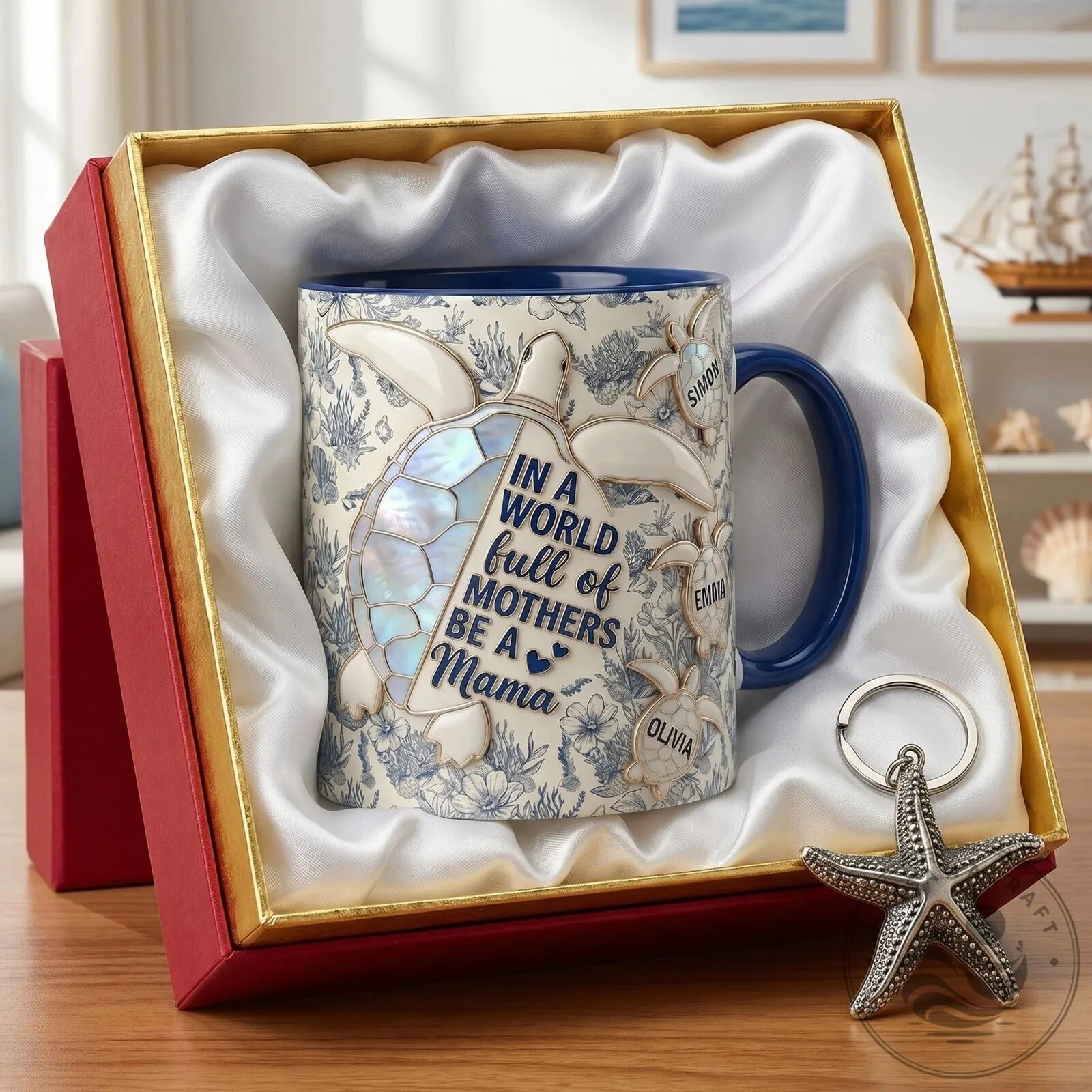 Personalized Mama Turtle And Babies Coffee Mug For Mothers Day Gift