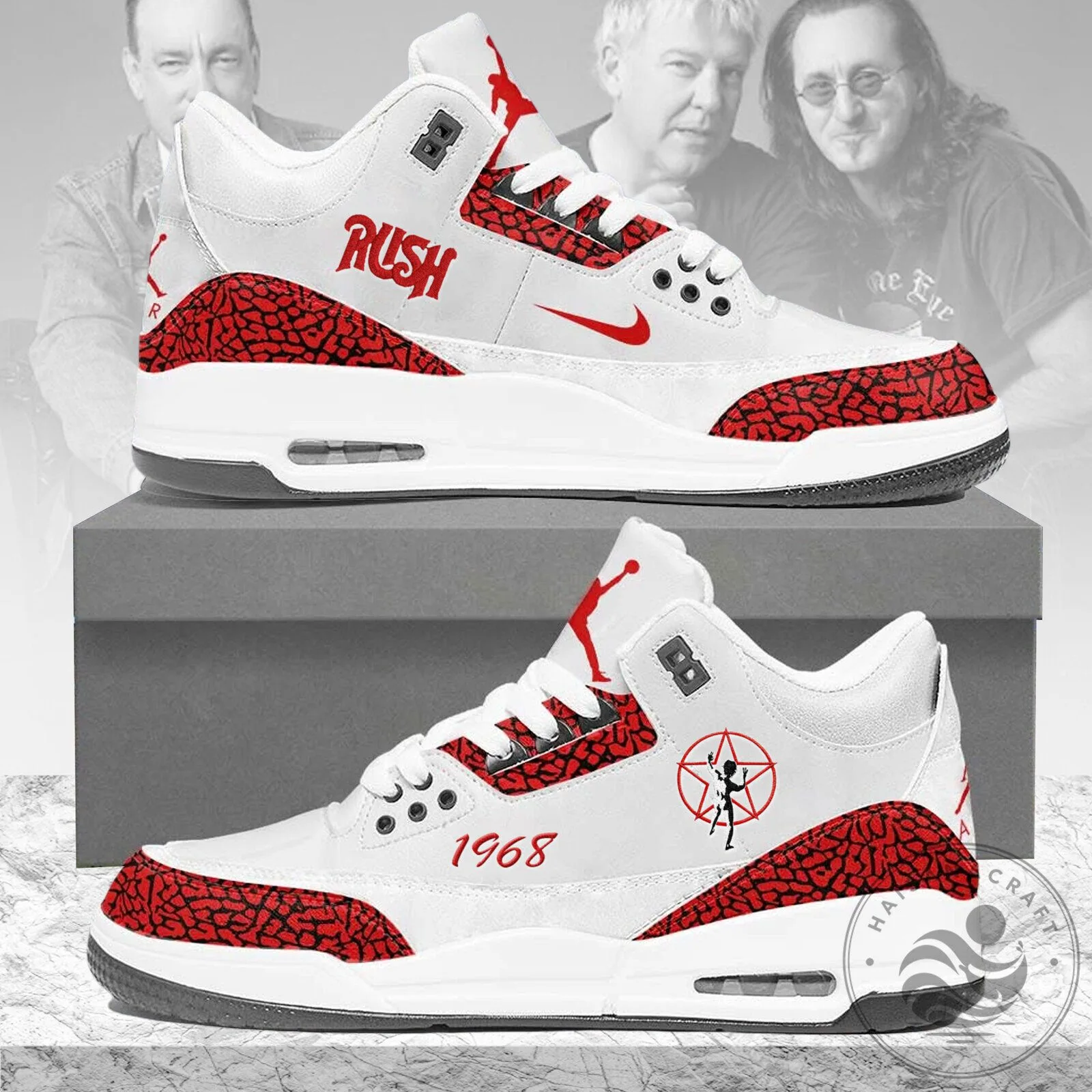 Rush Band Red Elephant Print Air Jordan Style Sneakers