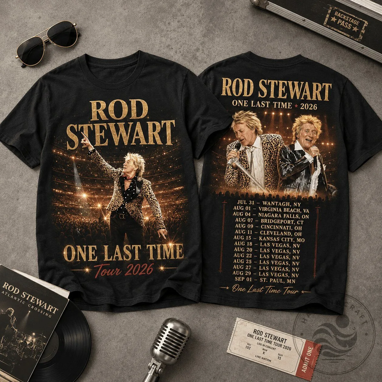 Rod Stewart One Last Time Tour 2026 Concert T-Shirt
