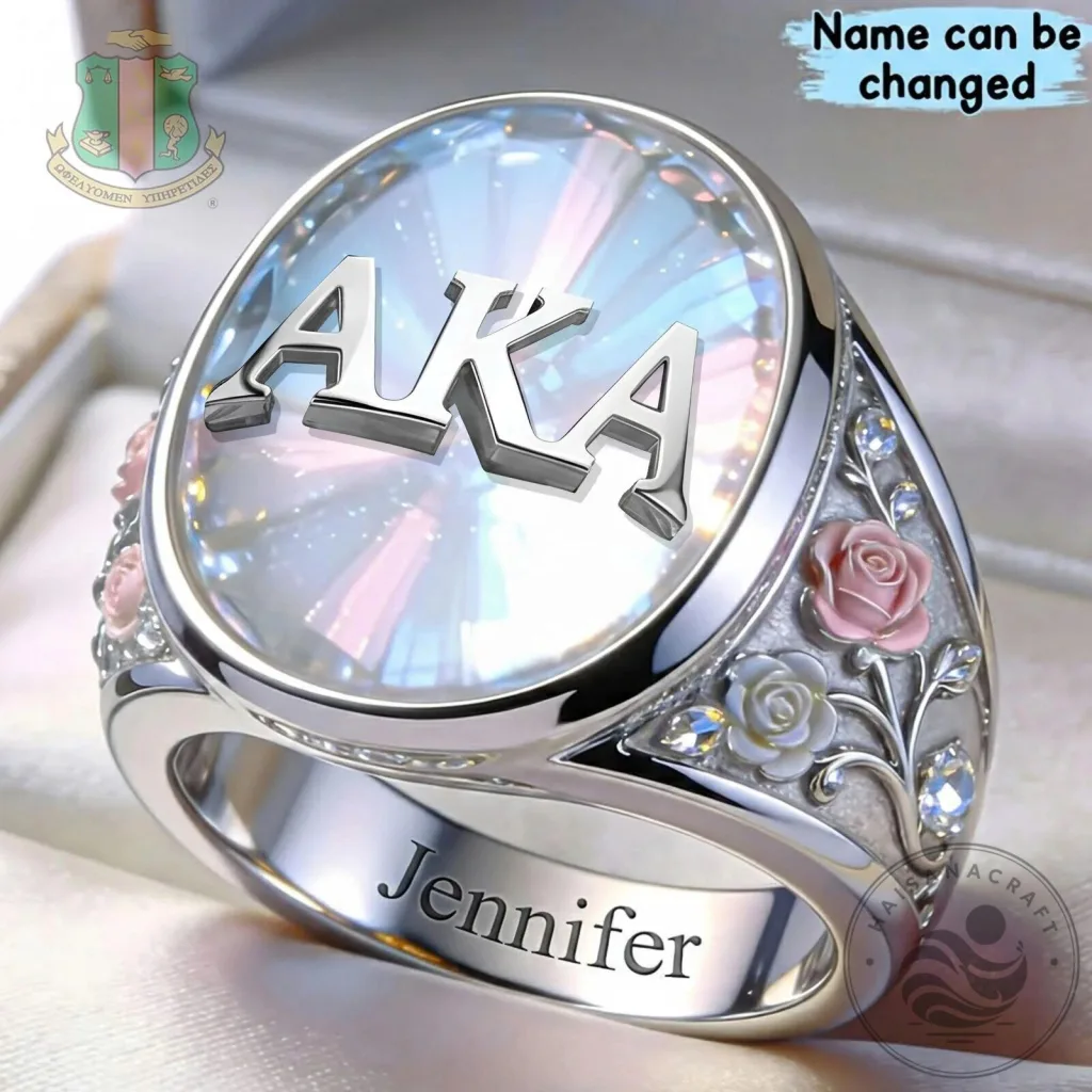 Alpha Kappa Alpha Sorority Personalized Ring with Name Engraving Alpha Kappa Alpha Sorority Personalized Ring with Name Engraving