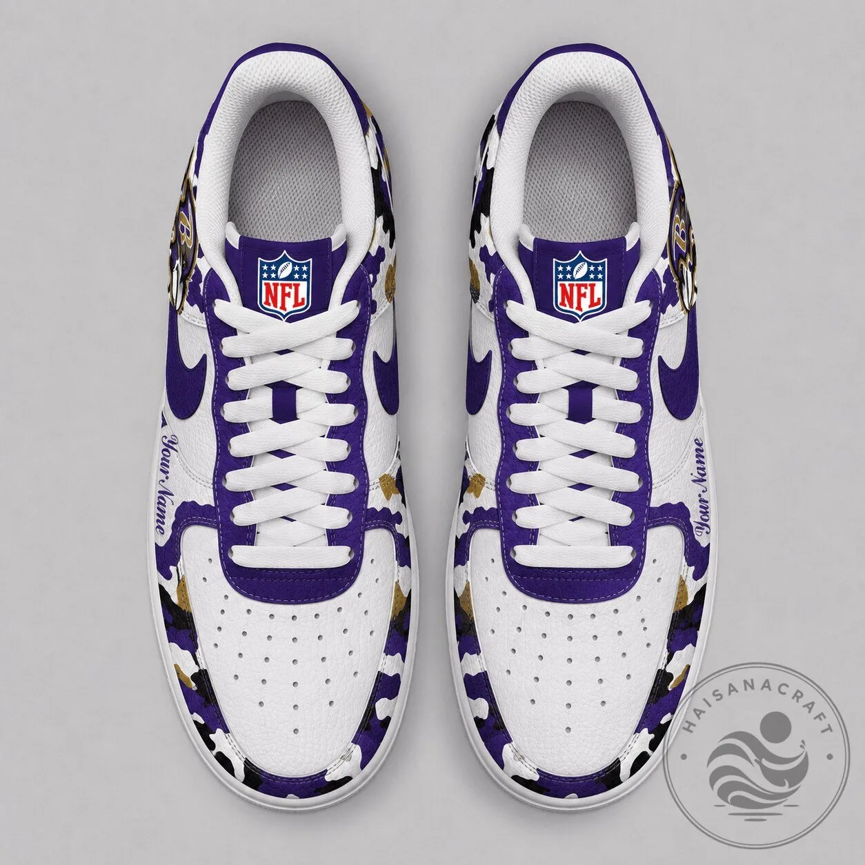 Baltimore Ravens NFL Team Camouflage Pattern Low Top Sneakers