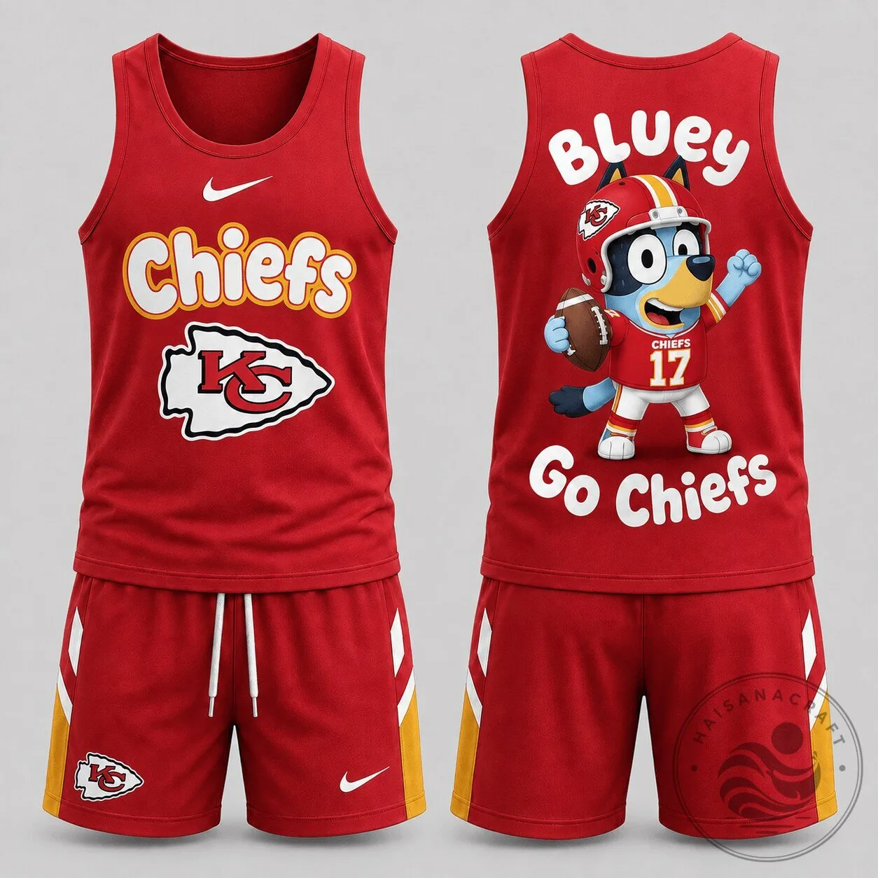 Kansas City Chiefs Bluey Cartoon Character Football Team Tank Top and Shorts Set