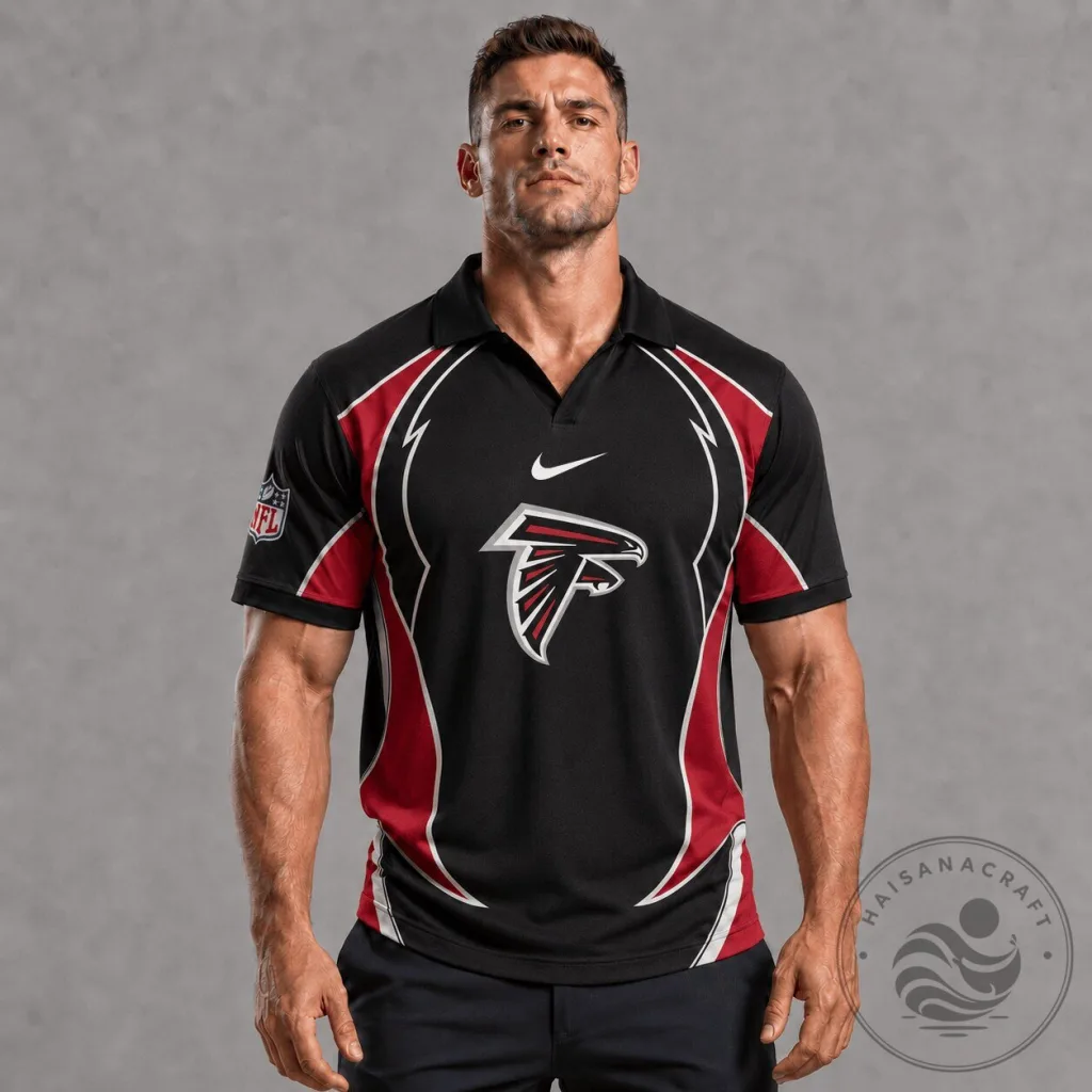 Black and Red Polo Shirt for Atlanta Falcons NFL Football Team 21 Black and Red Polo Shirt for Atlanta Falcons NFL Football Team