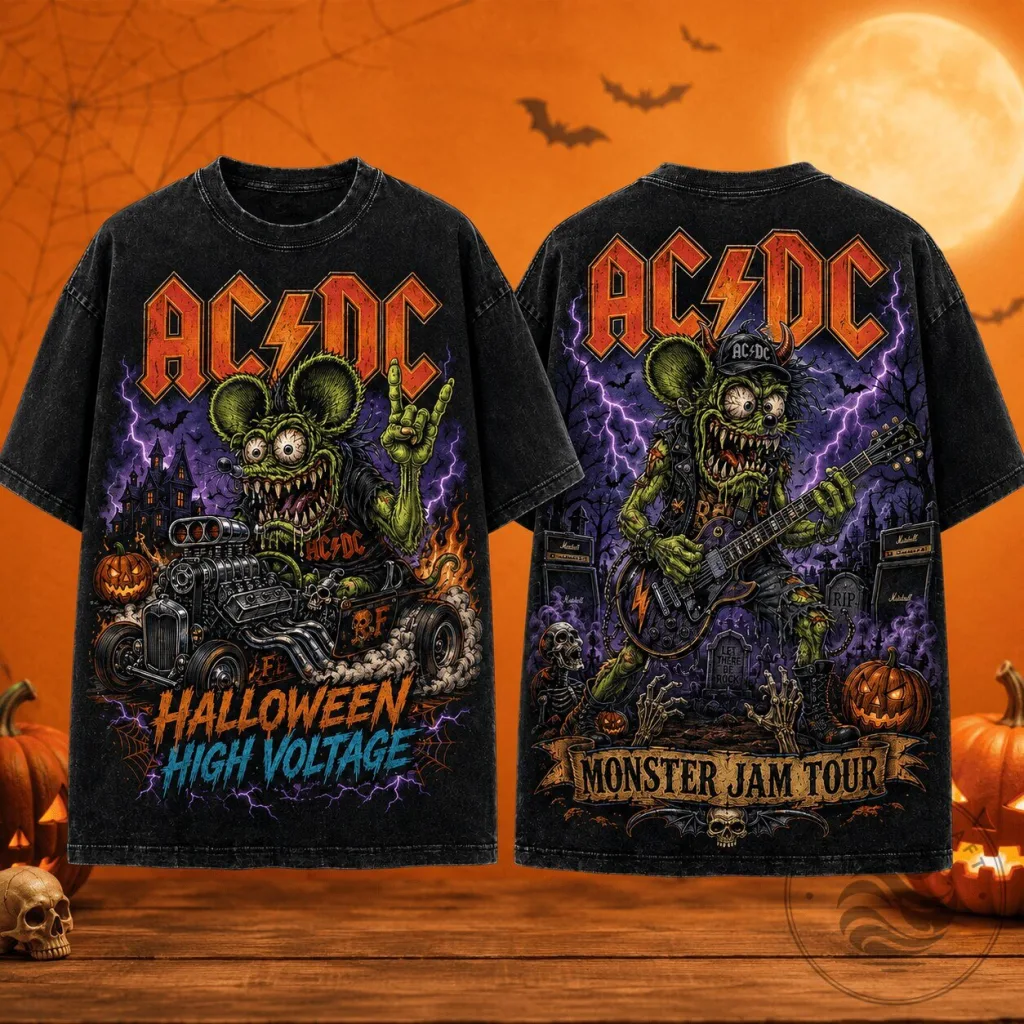 ACDC Rat Fink Monster Jam Halloween Tour High Voltage T-Shirt AC/DC Rat Fink Monster Jam Halloween Tour High Voltage T-Shirt