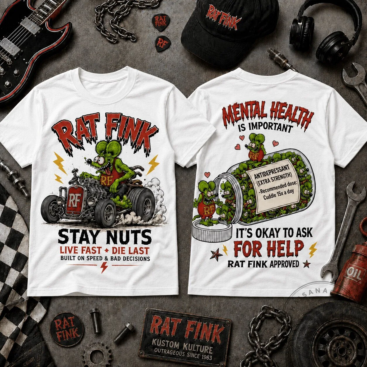 Rat Fink Mental Health Is Important T-Shirt