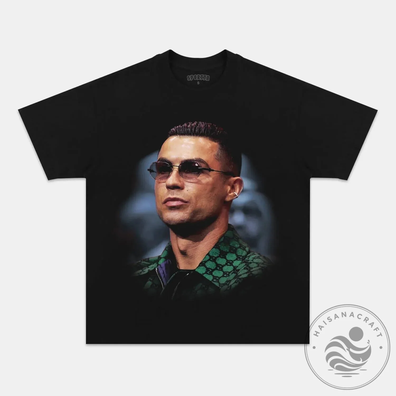 Cristiano Ronaldo Portrait Graphic Black Short Sleeve T-Shirt