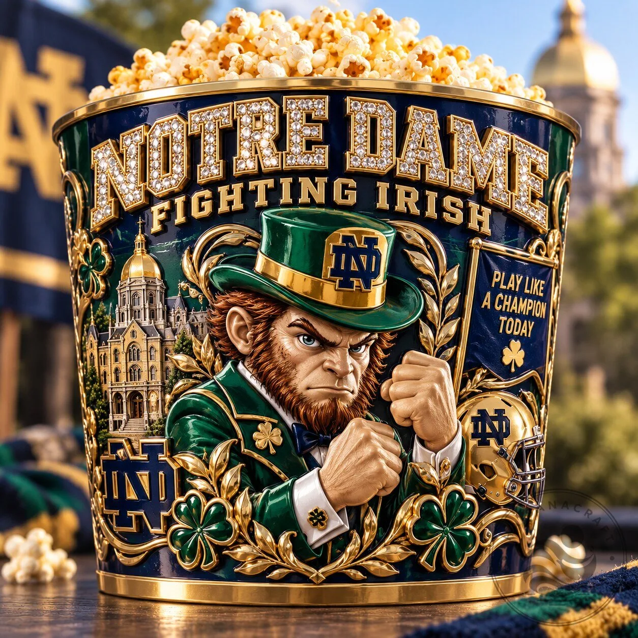 Notre Dame Fighting Irish Leprechaun Mascot Popcorn Bucket