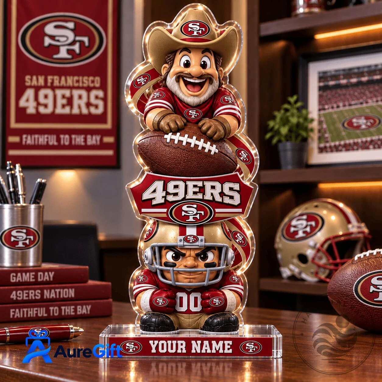 San Francisco 49ers NFL Christmas Kickoff Personalized Acrylic Block Desk Decor