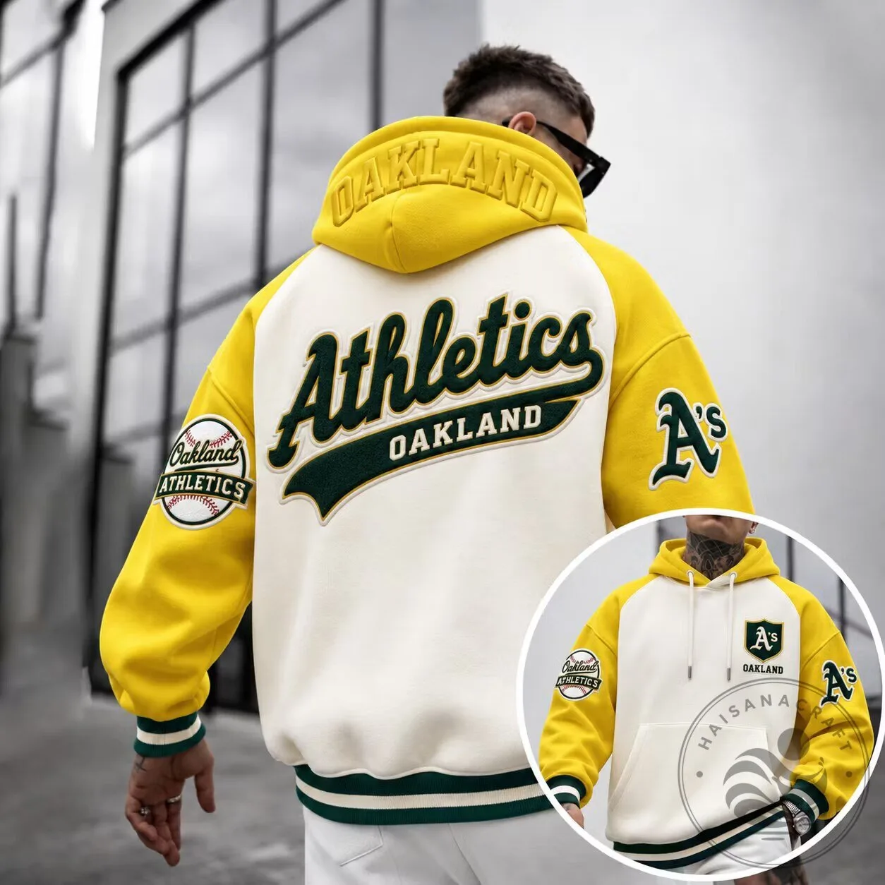 Embroidered Hoodie for Oakland Athletics Baseball Team