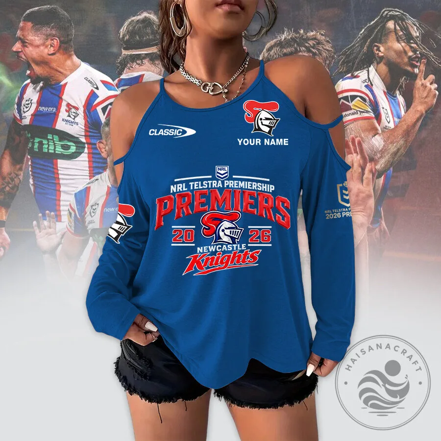 Newcastle Knights Rugby League NRL Telstra Premiership Premiers Cold Shoulder Long Sleeve
