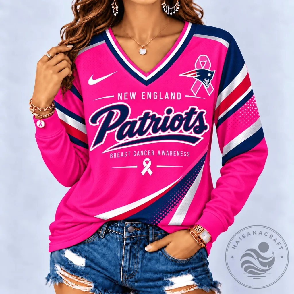 New England Patriots Breast Cancer Awareness Pink Long Sleeve Shirt New England Patriots Breast Cancer Awareness Pink Long Sleeve Shirt