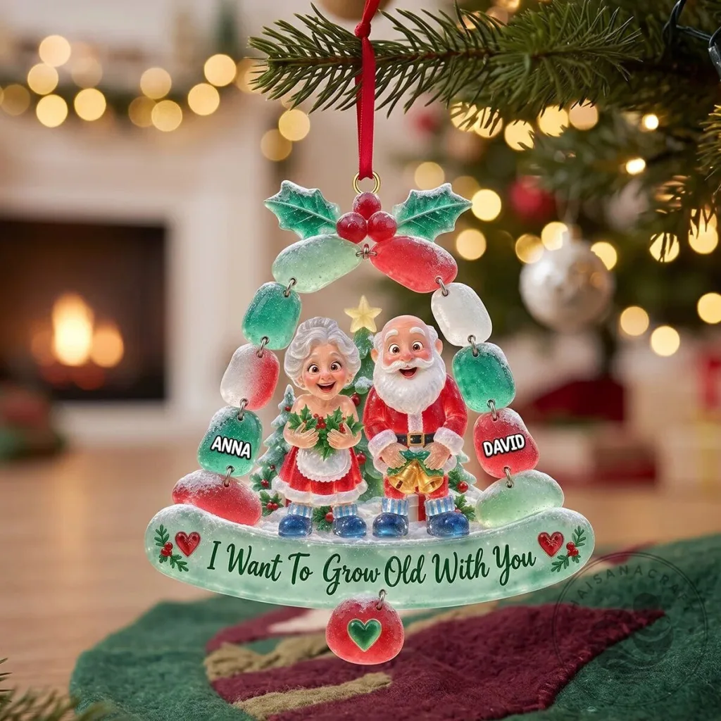 Personalized Christmas Couple Santa Claus and Mrs Claus Bell Ornament Personalized Christmas Couple Santa Claus and Mrs Claus Bell Ornament