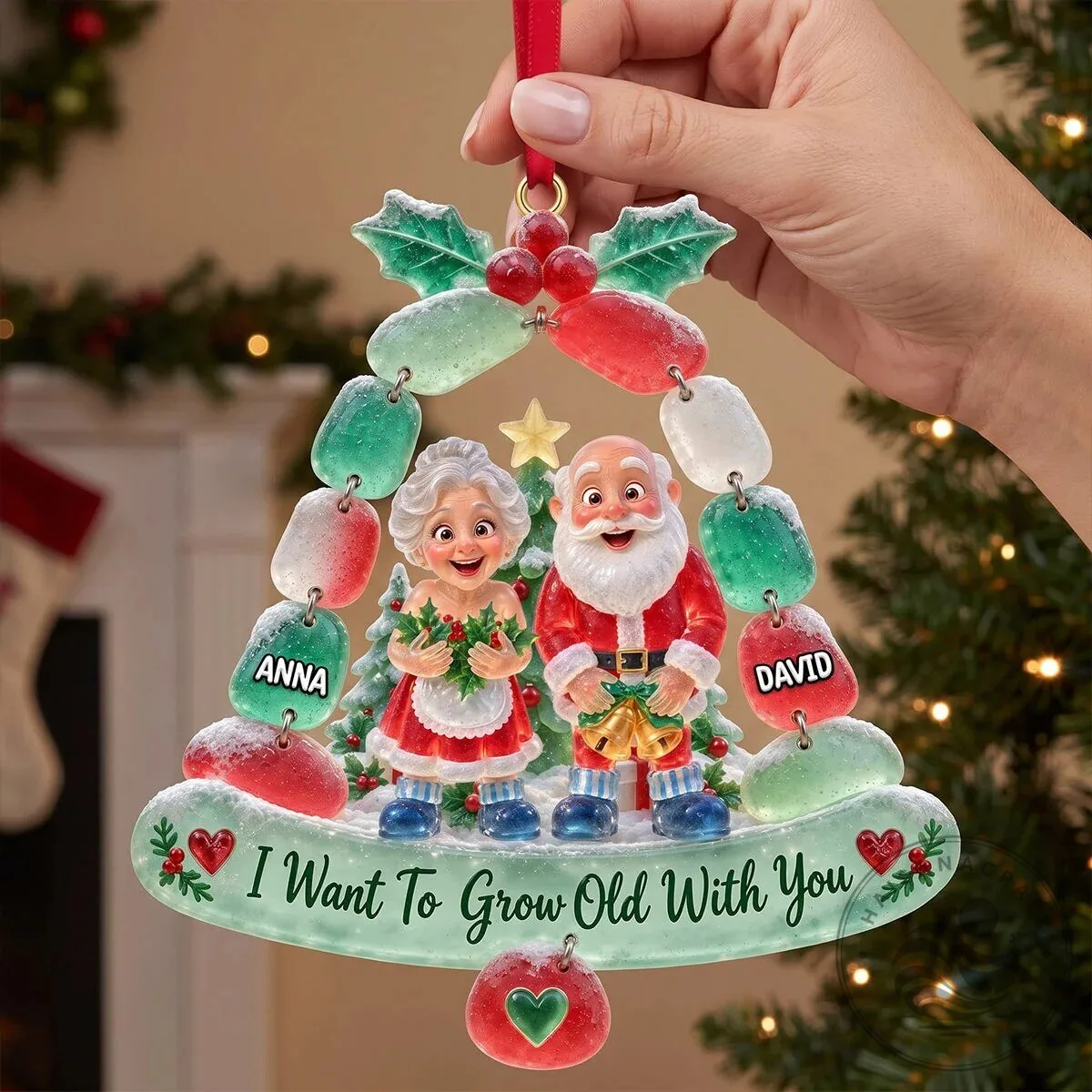 Personalized Christmas Couple Santa Claus and Mrs Claus Bell Ornament 12 Personalized Christmas Couple Santa Claus and Mrs Claus Bell Ornament