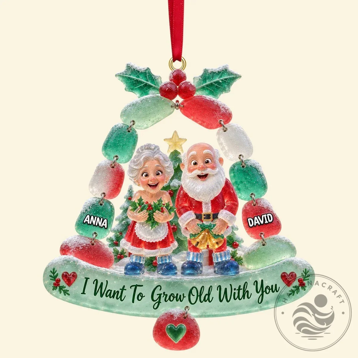 Personalized Christmas Couple Santa Claus and Mrs Claus Bell Ornament 14 Personalized Christmas Couple Santa Claus and Mrs Claus Bell Ornament