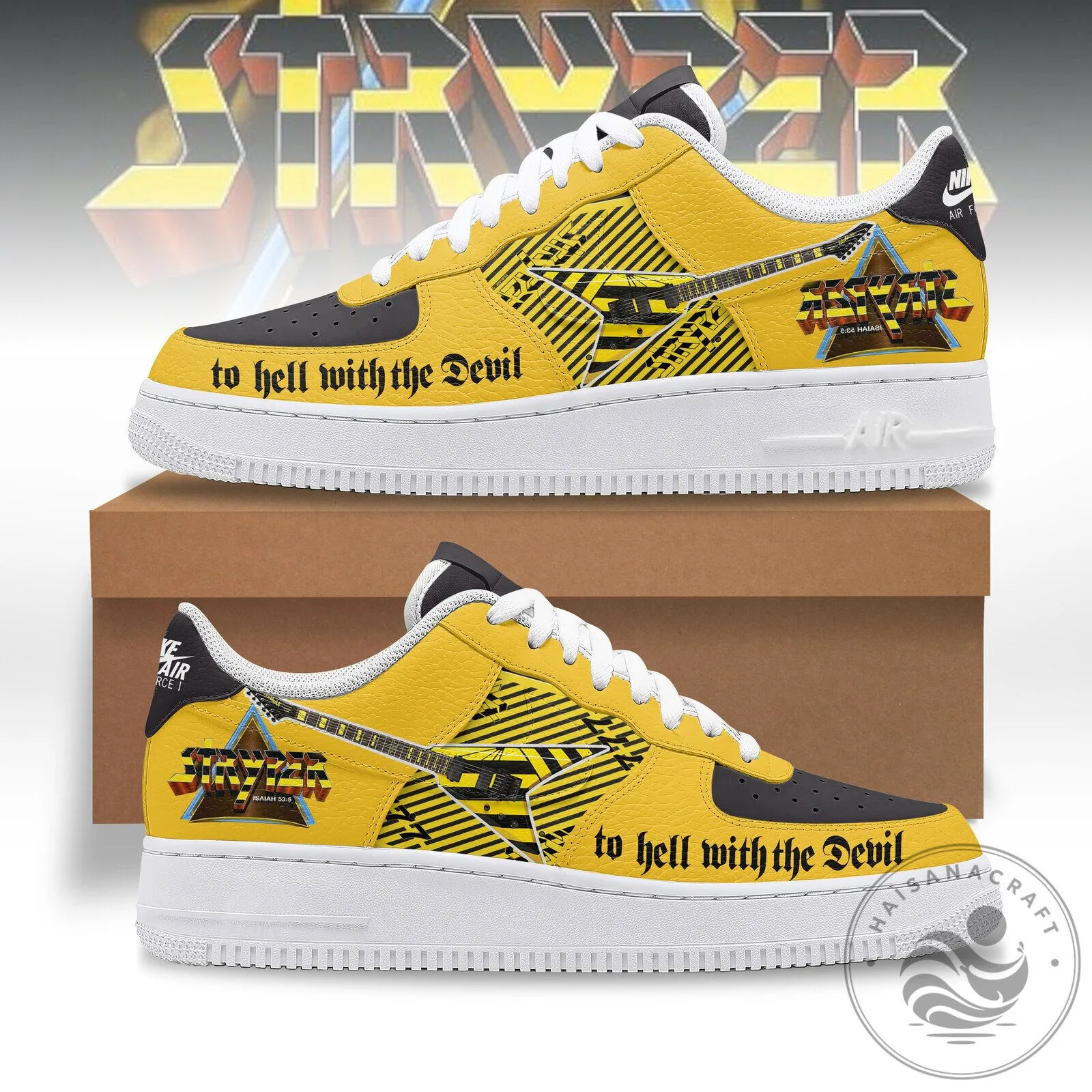Stryper To Hell With The Devil Album Cover Yellow and Black Sneakers