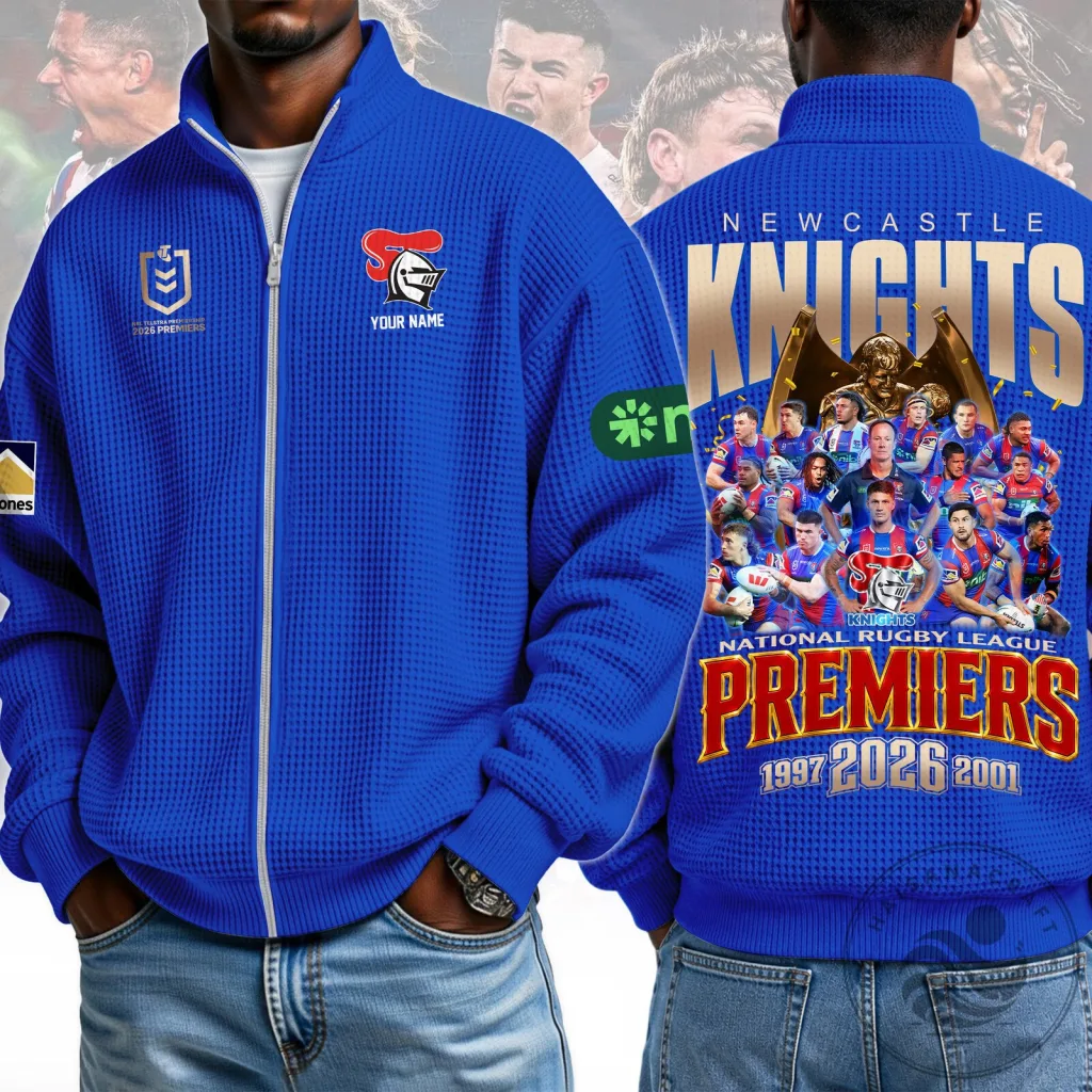 Newcastle Knights National Rugby League Premiers 1997 2001 2026 Bomber Jacket 1 Newcastle Knights National Rugby League Premiers 1997 2001 2026 Bomber Jacket