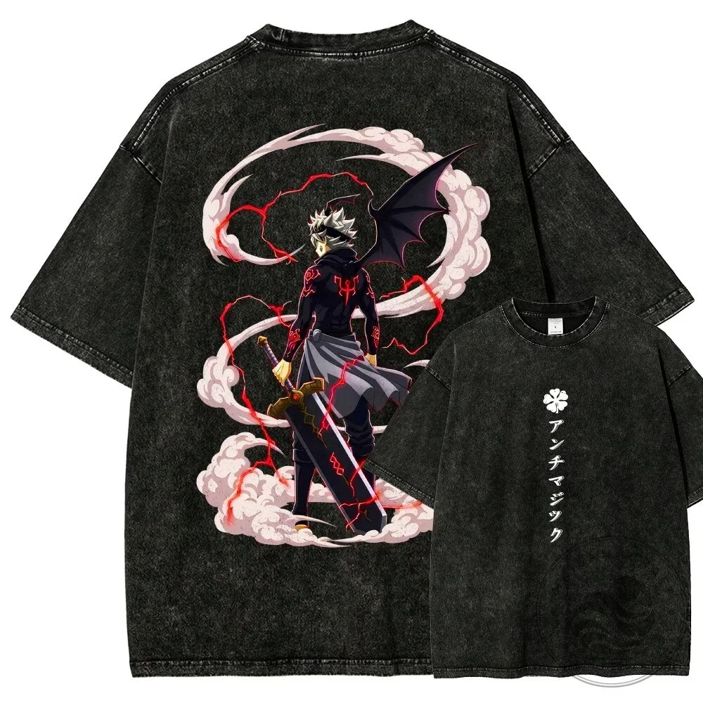 Asta Demon Form Graphic Tee in Washed Black Clover Style