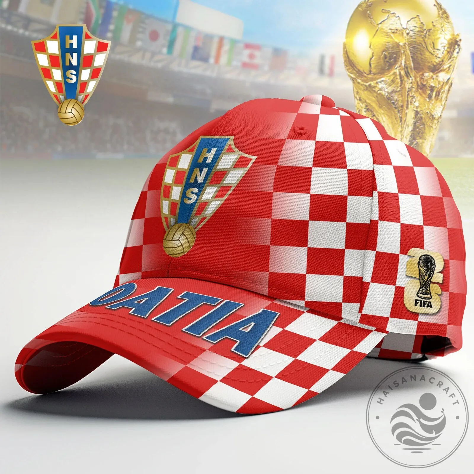 Croatia National Football Team Checkerboard Pattern Cap Hat