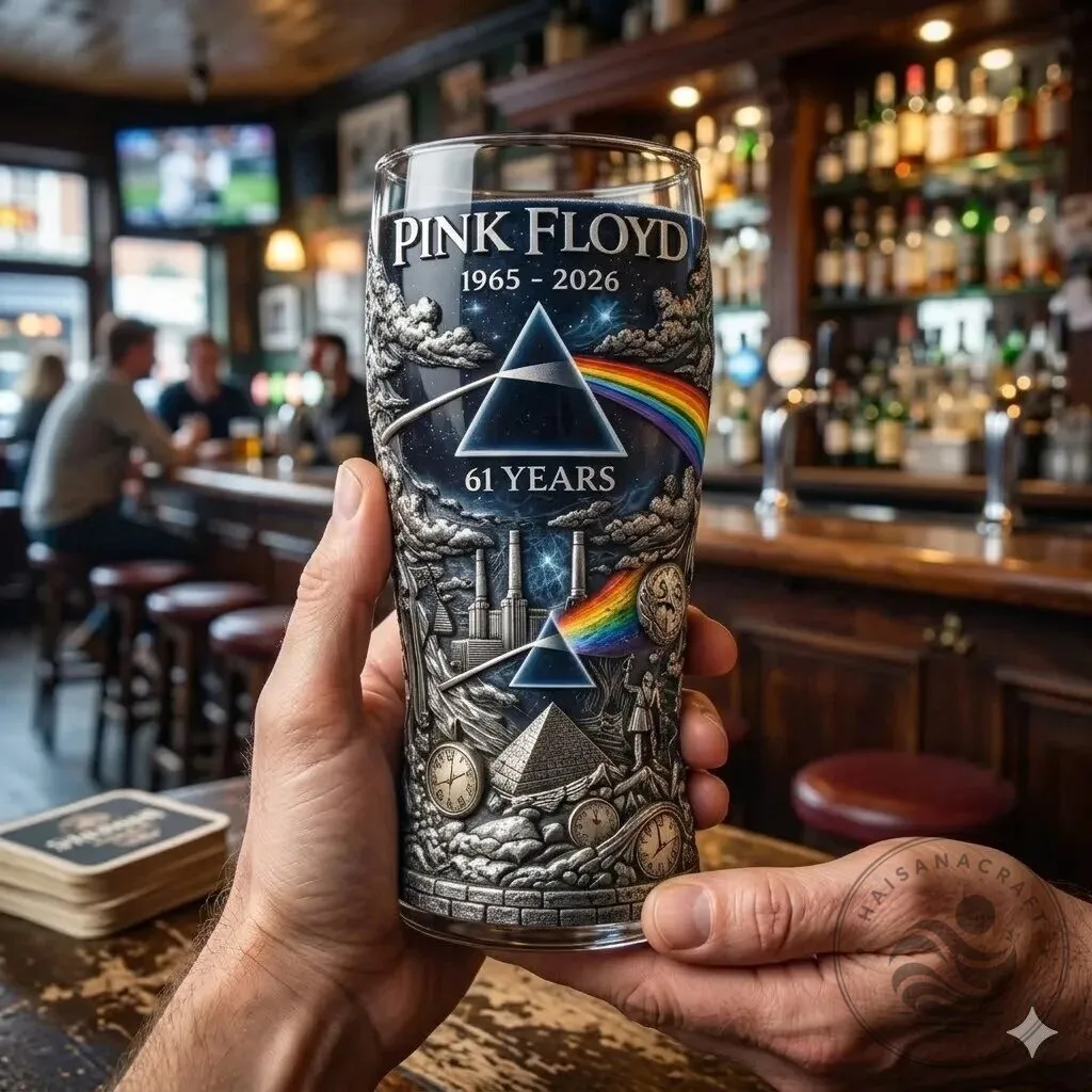 Pink Floyd 61st Anniversary Dark Side of the Moon Prism Drinking Glass