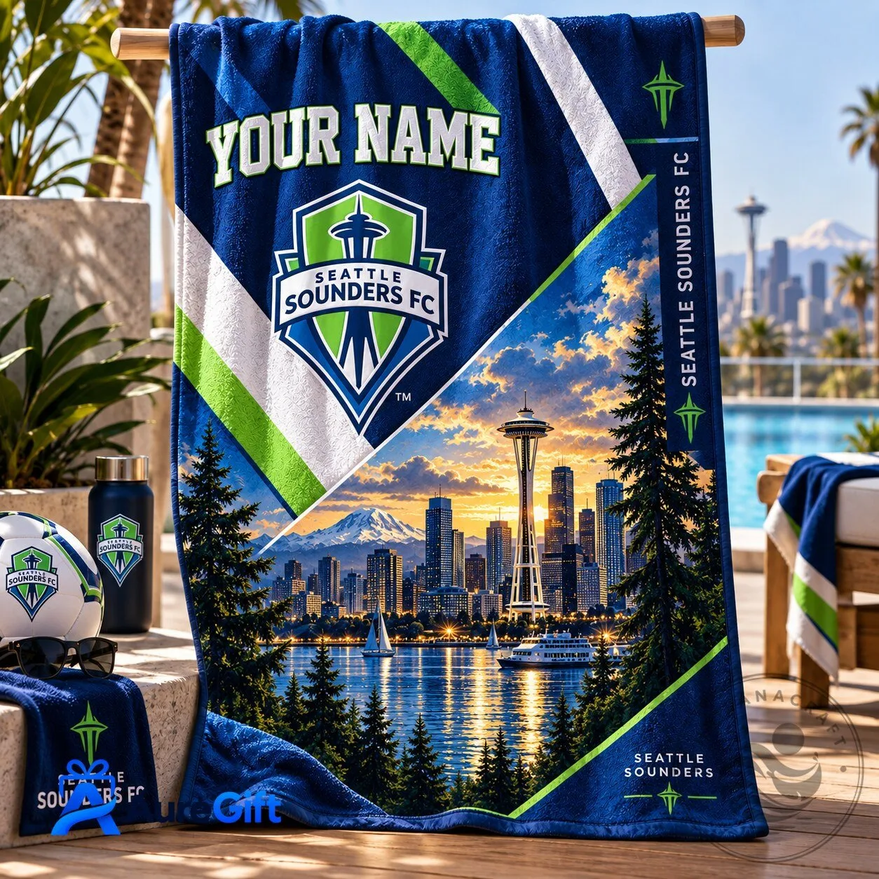 Seattle Sounders Football Club Personalized Beach Towel