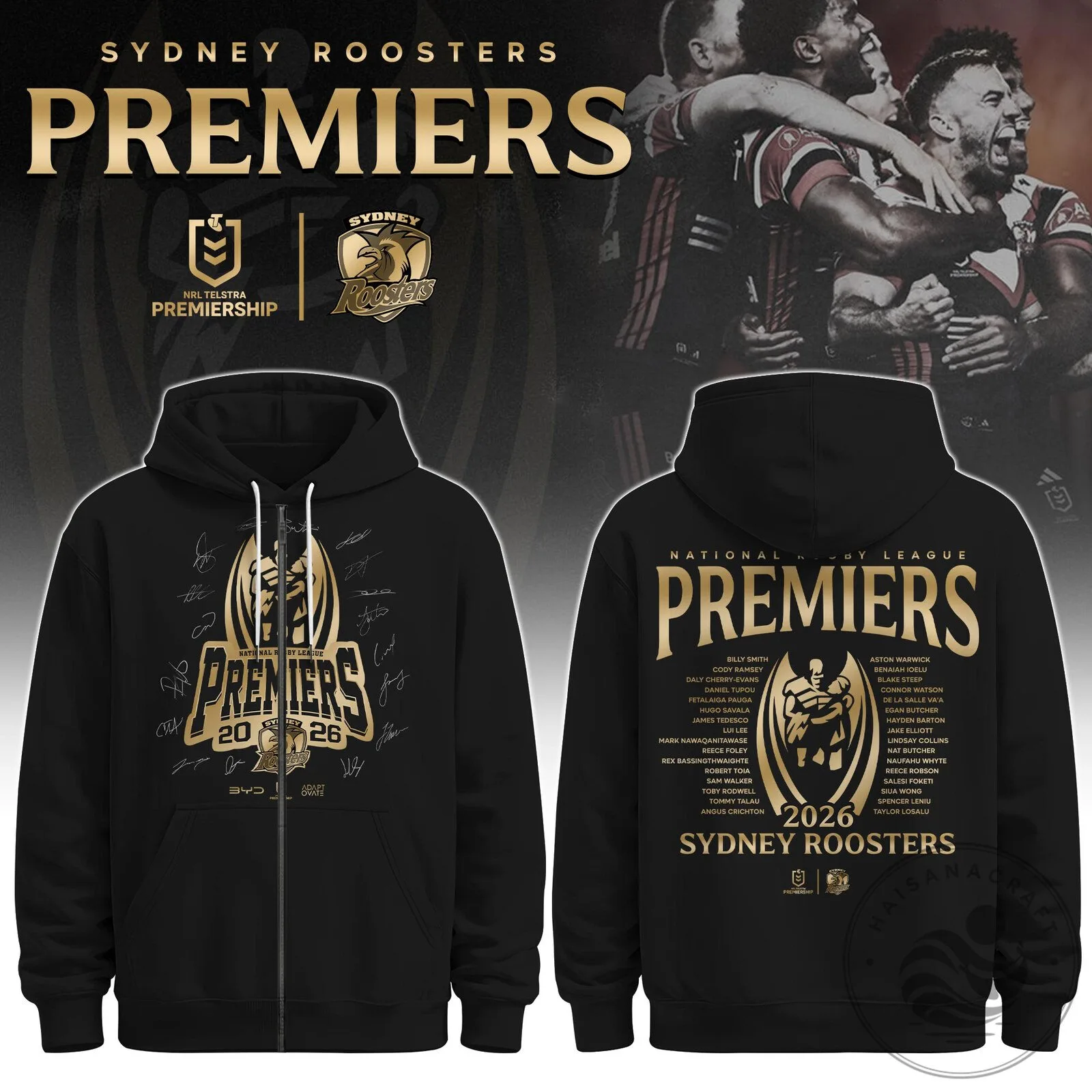 Sydney Roosters Rugby League Premiers 2026 Commemorative Hoodie