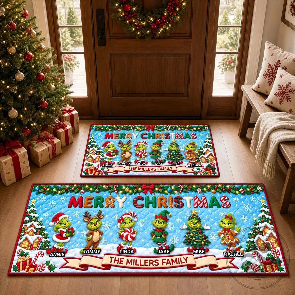 Personalized Grinch Merry Christmas Kitchen Floor Mat Set 6 Personalized Grinch Merry Christmas Kitchen Floor Mat Set