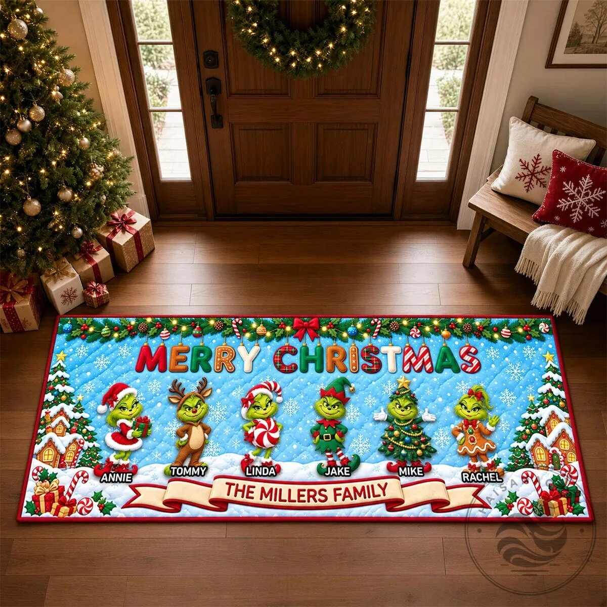 Personalized Grinch Merry Christmas Kitchen Floor Mat Set 7 Personalized Grinch Merry Christmas Kitchen Floor Mat Set