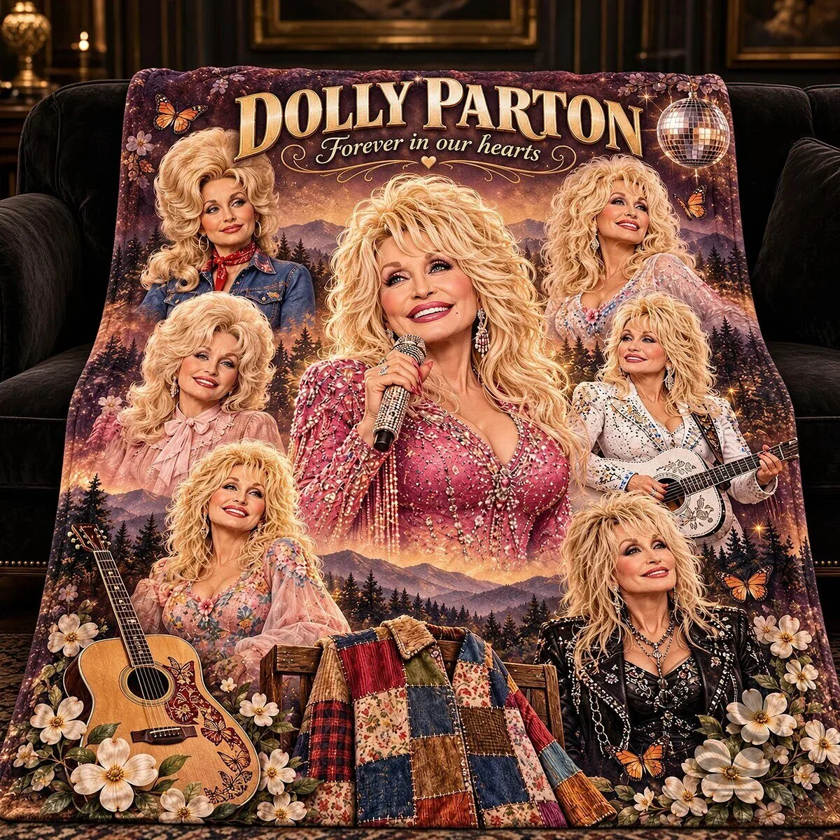 Dolly Parton Forever In Our Hearts Country Music Star Fleece Blanket