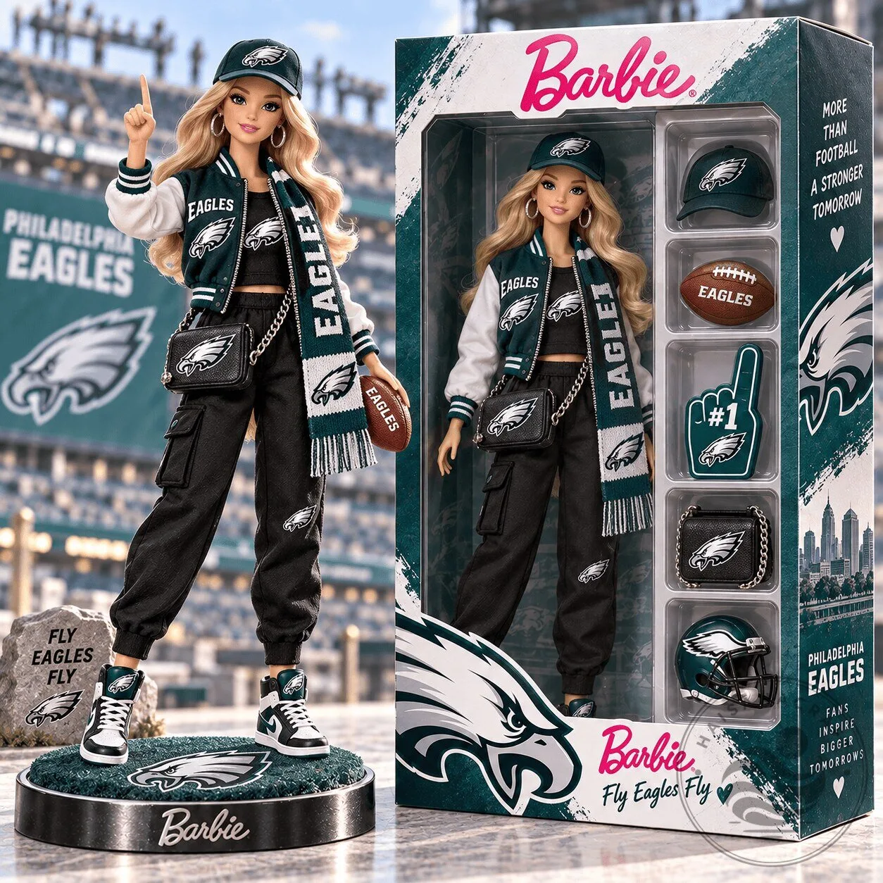 Philadelphia Eagles Football Fan Doll by Barbie with Accessories - Collectible Edition