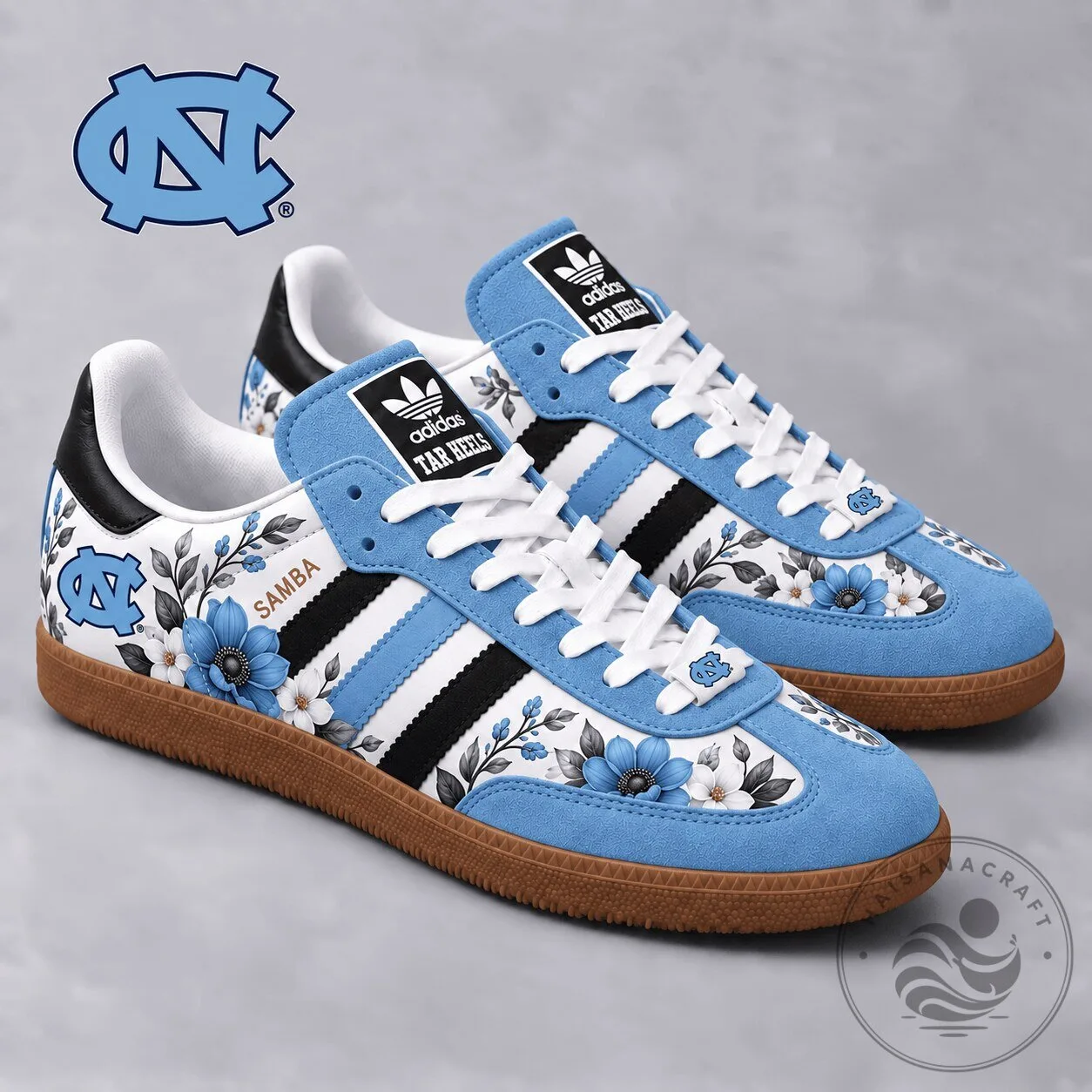 North Carolina Tar Heels Floral Print Adidas Samba Shoes