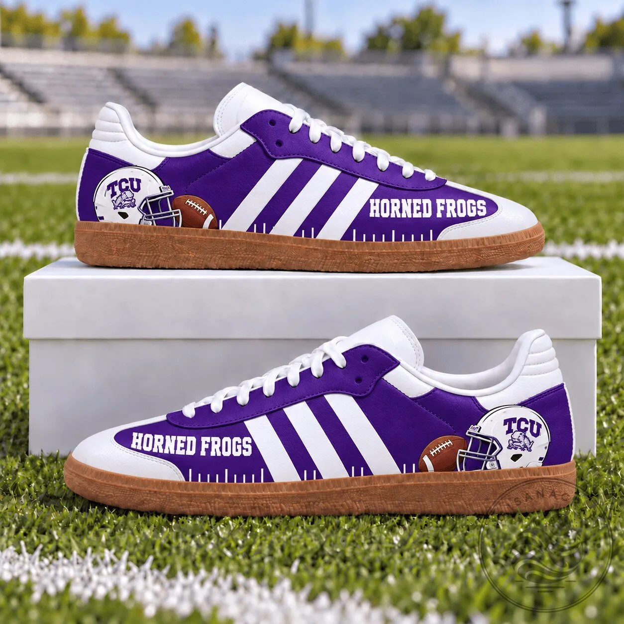 TCU Horned Frogs Football Team Purple and White Stripe Design Shoes 1 TCU Horned Frogs Football Team Purple and White Stripe Design Shoes