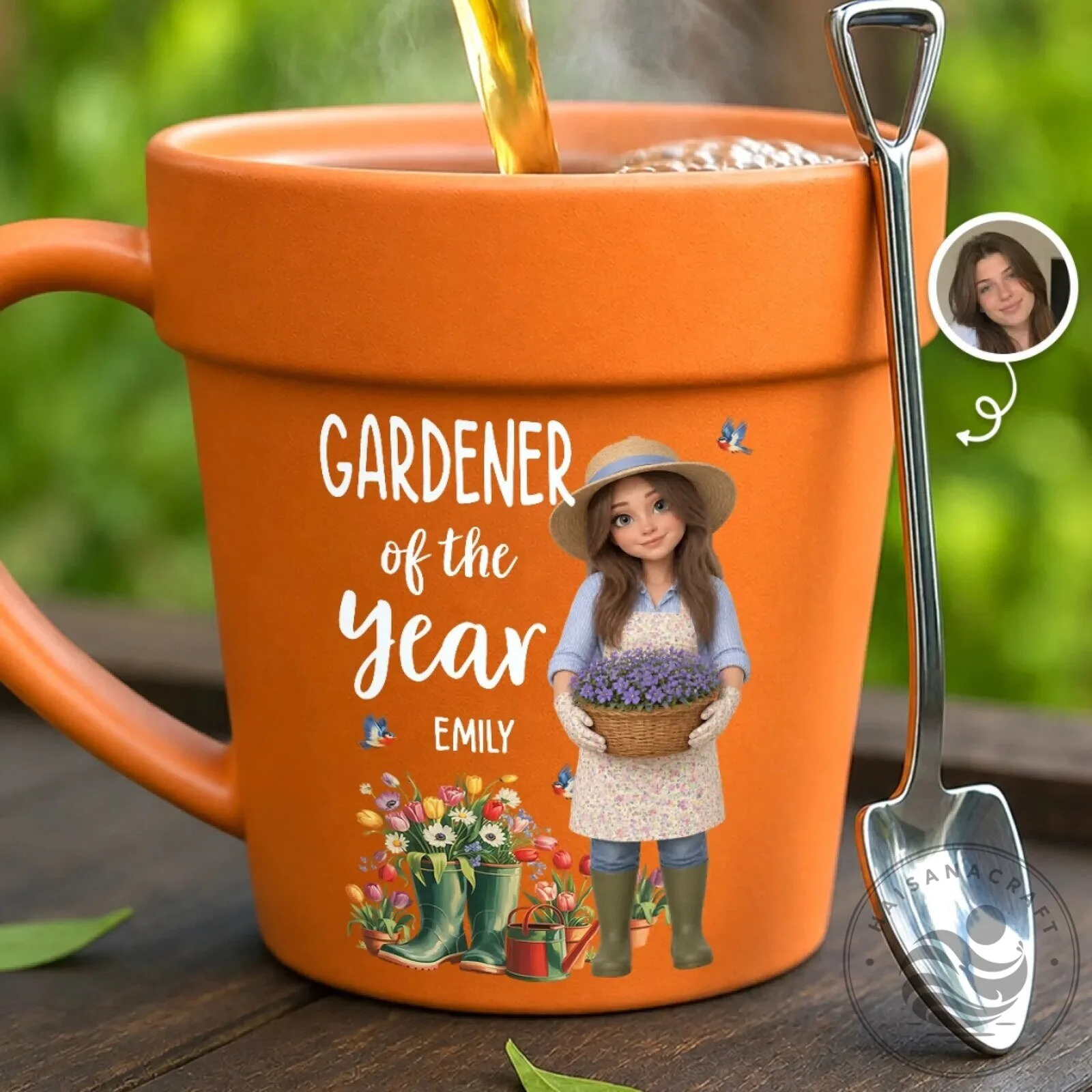 Personalized Gardener of the Year Custom Name Plant Pot Ceramic Mug