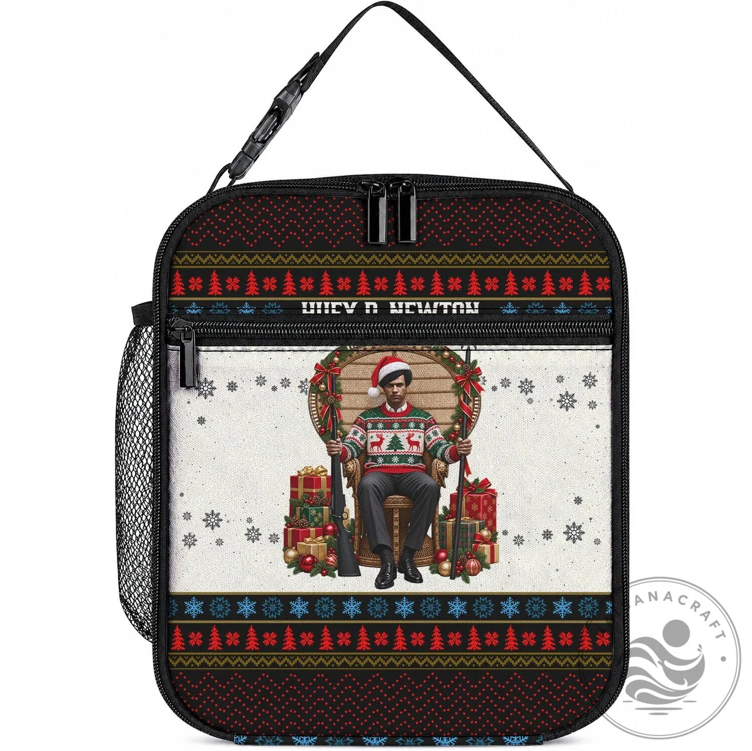 Huey P. Newton Black Panther Christmas Ugly Sweater Lunch Bag