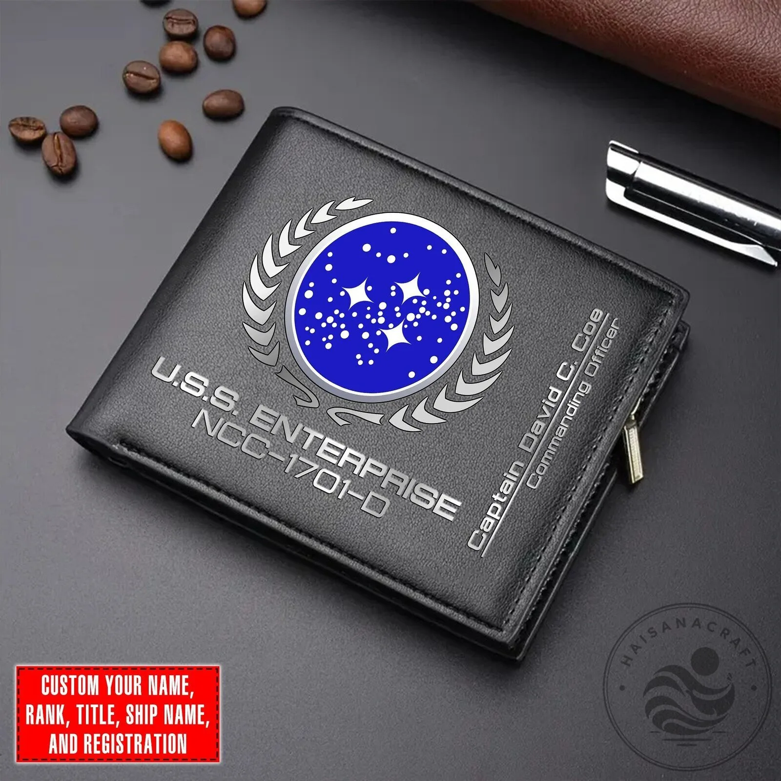 Star Trek United Federation of Planets U.S.S. Enterprise NCC-1701-D Leather Wallet