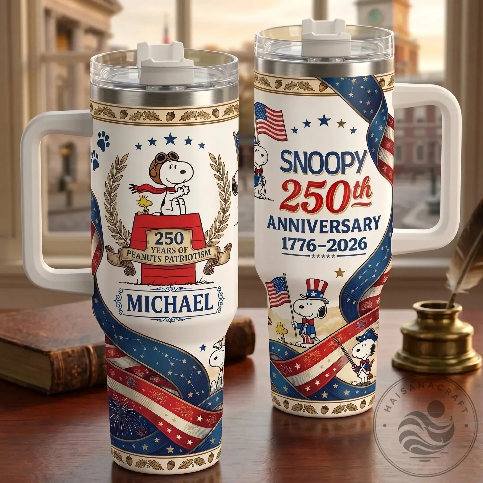 Snoopy 250th Anniversary 1776-2026 Personalized Patriotic Tumbler