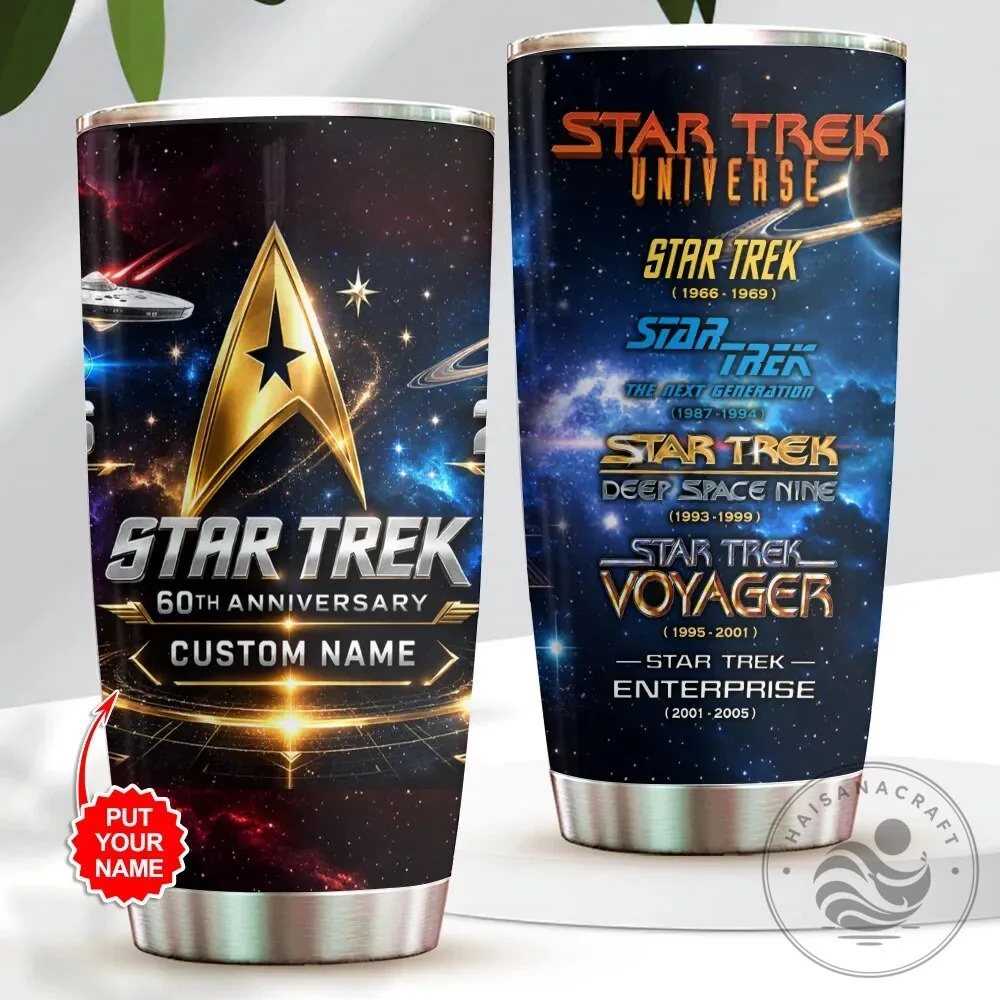Star Trek 60th Anniversary Custom Name Stainless Steel Tumbler Cup