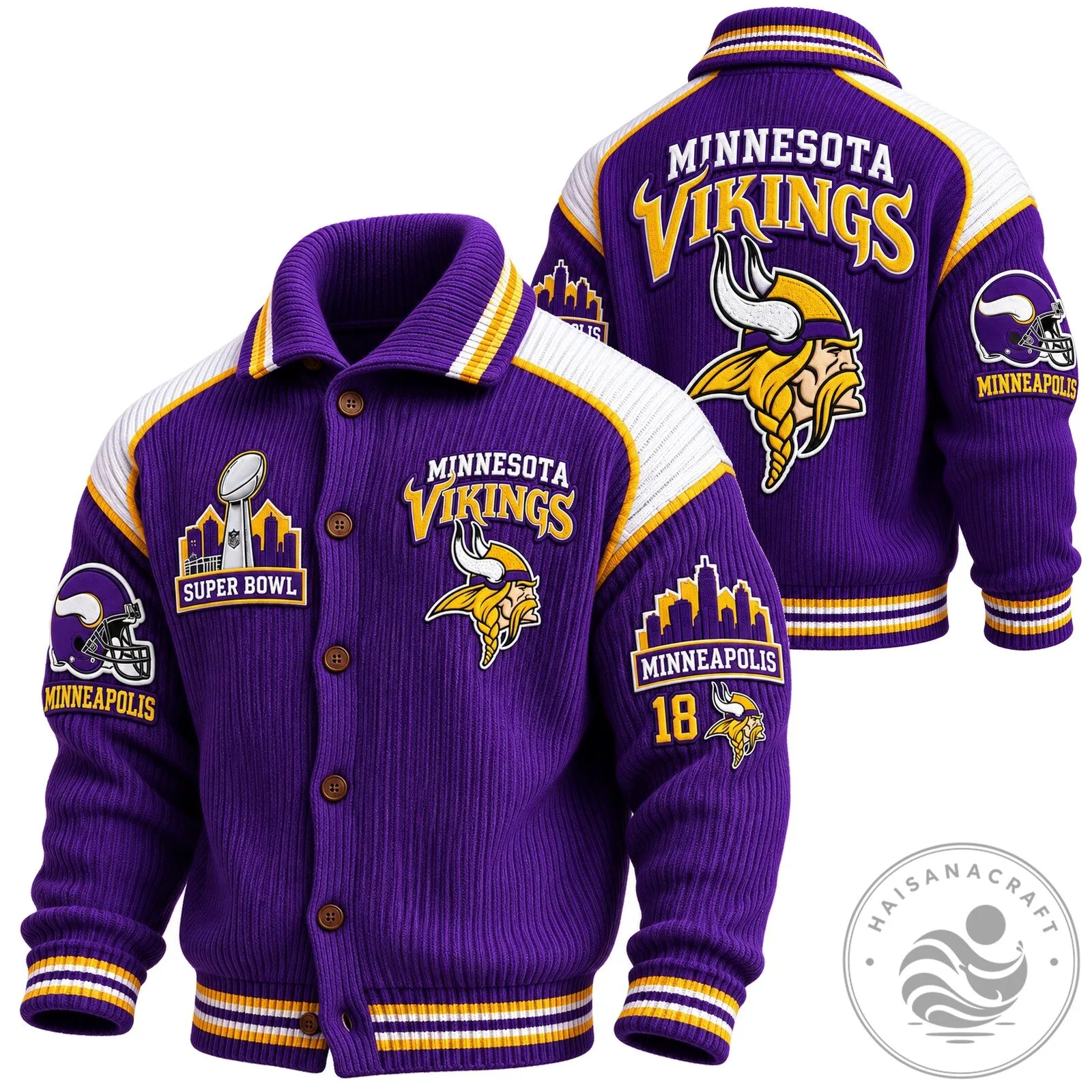 Minnesota Vikings Super Bowl Knit Button-Up Jacket