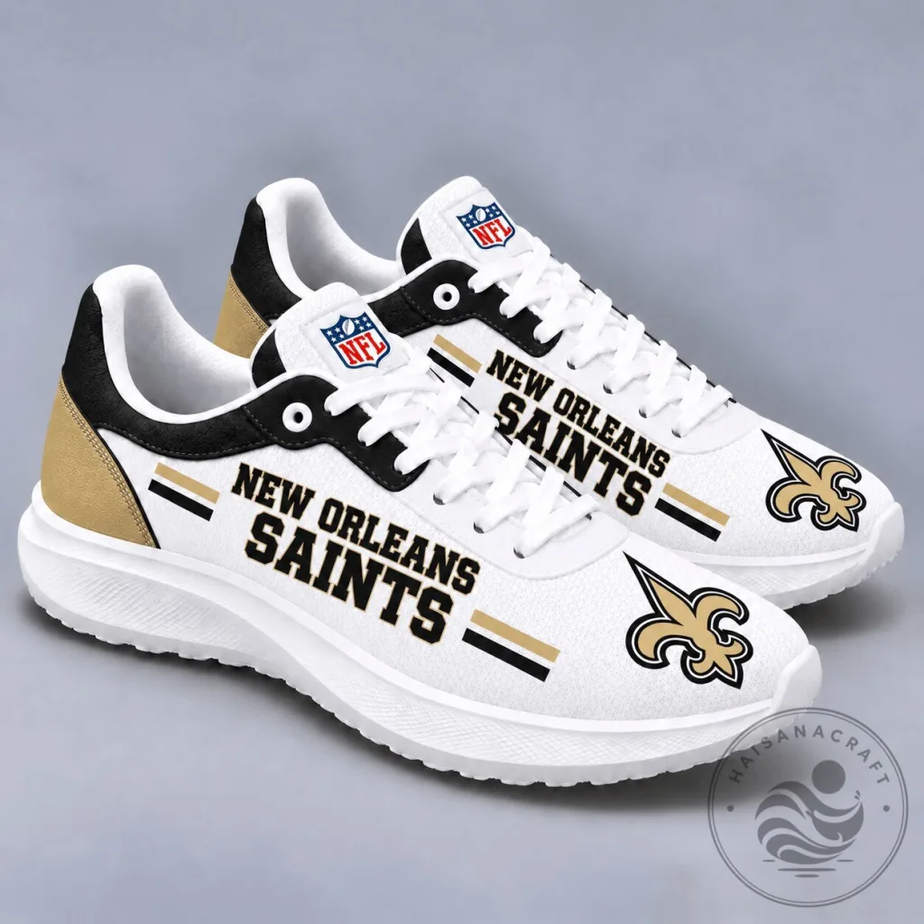 New Orleans Saints NFL Varsity Stripe Sport Sneakers Running Shoes New Orleans Saints NFL Varsity Stripe Sport Sneakers Running Shoes